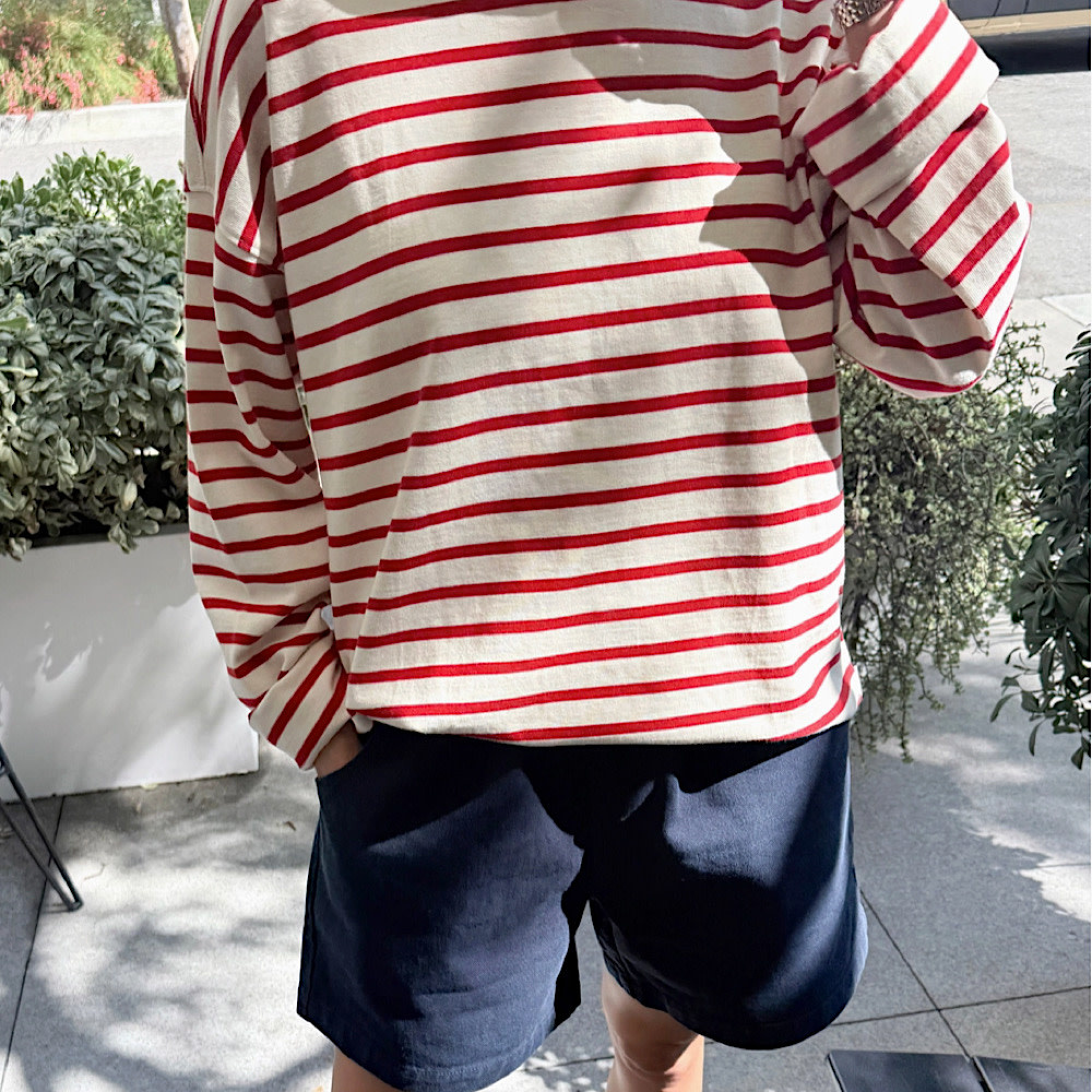 Le Bon Shoppe Marseille Top - Red Stripe on Cream