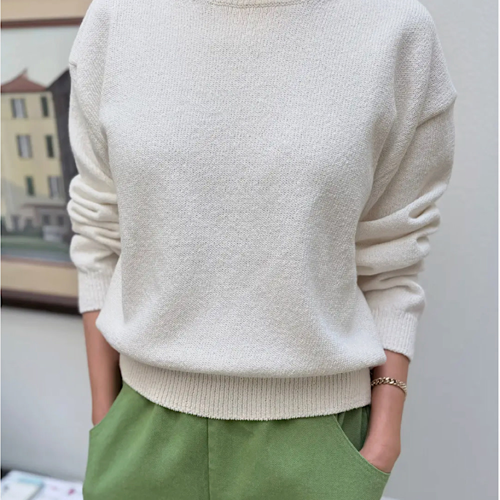 Le Bon Shoppe Milo Cotton Sweater Top - Clean White