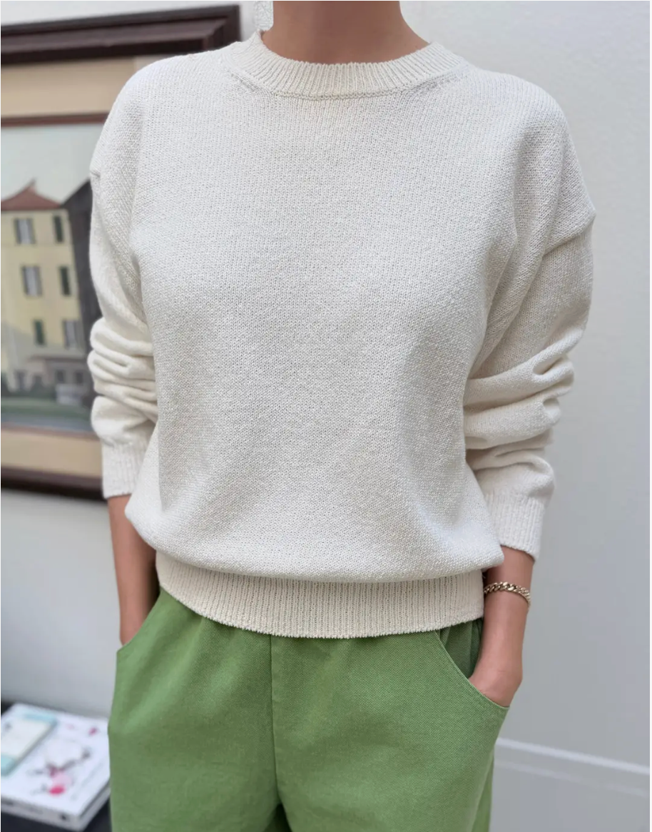 Le Bon Shoppe Milo Cotton Sweater Top - Clean White