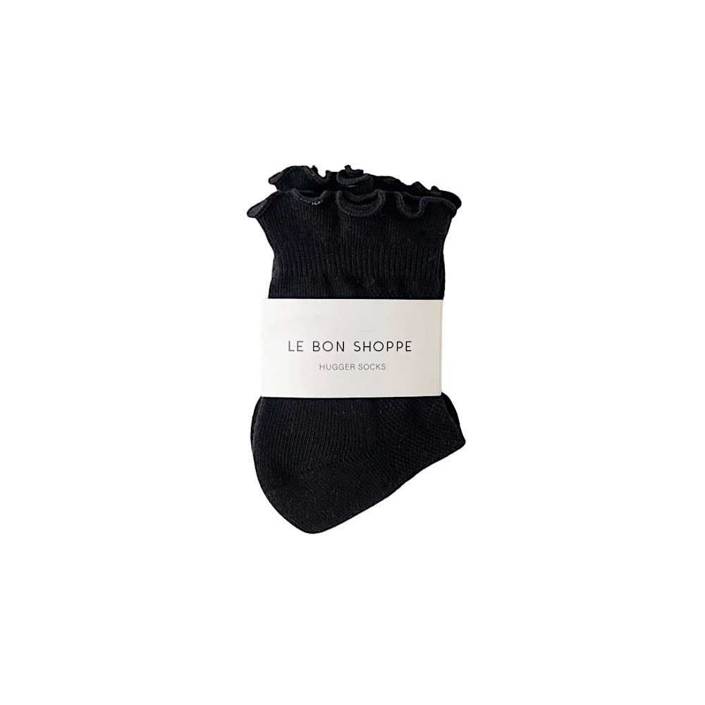 Le Bon Shoppe Ruffled Hugger Crew Socks - Black