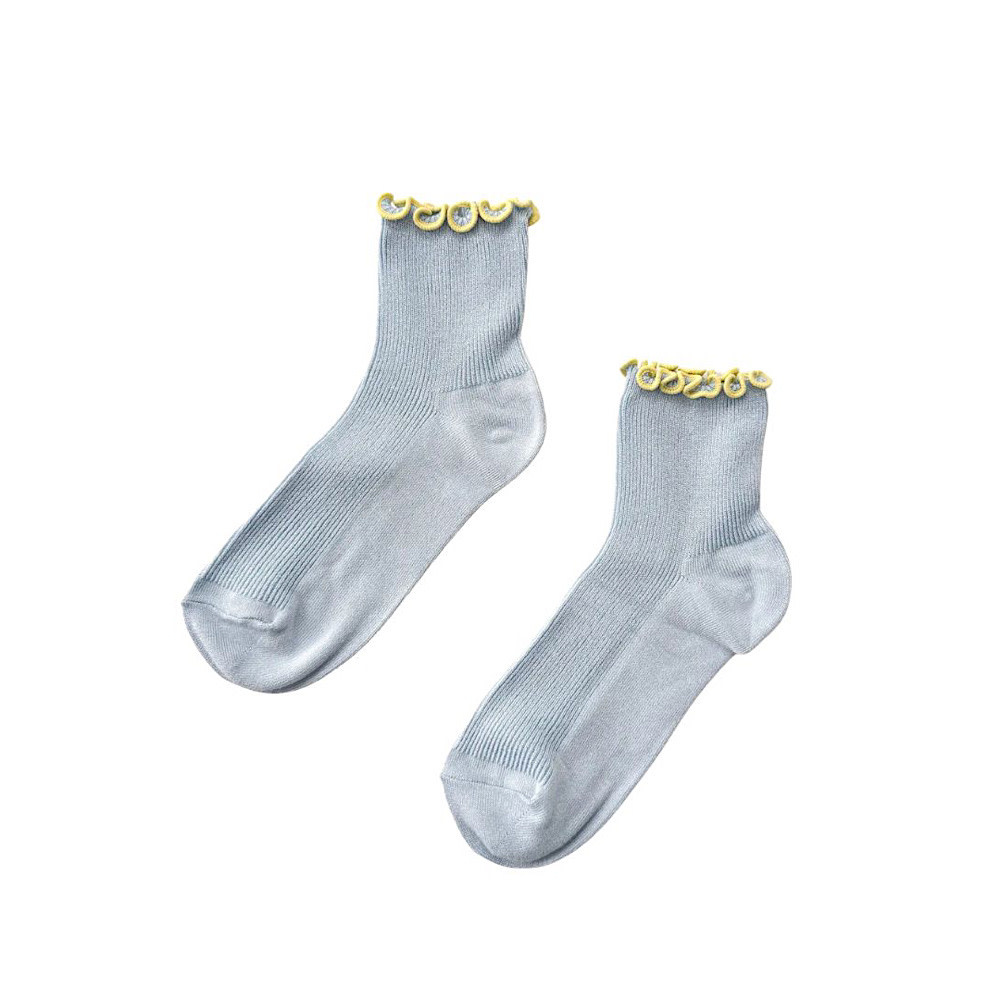 Le Bon Shoppe Le Bon Shoppe Petite Ruffled Modal Socks - Baby Blue/Butter