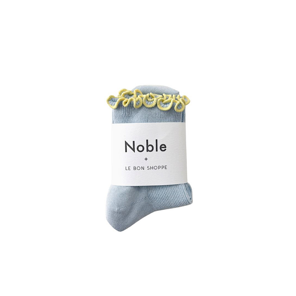 Le Bon Shoppe Petite Ruffled Modal Socks - Baby Blue/Butter