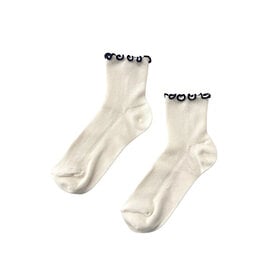 Le Bon Shoppe Le Bon Shoppe Petite Ruffled Modal Socks - Soft White/Navy