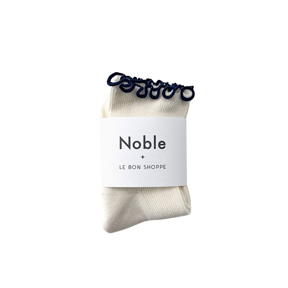 Le Bon Shoppe Petite Ruffled Modal Socks - Soft White/Navy