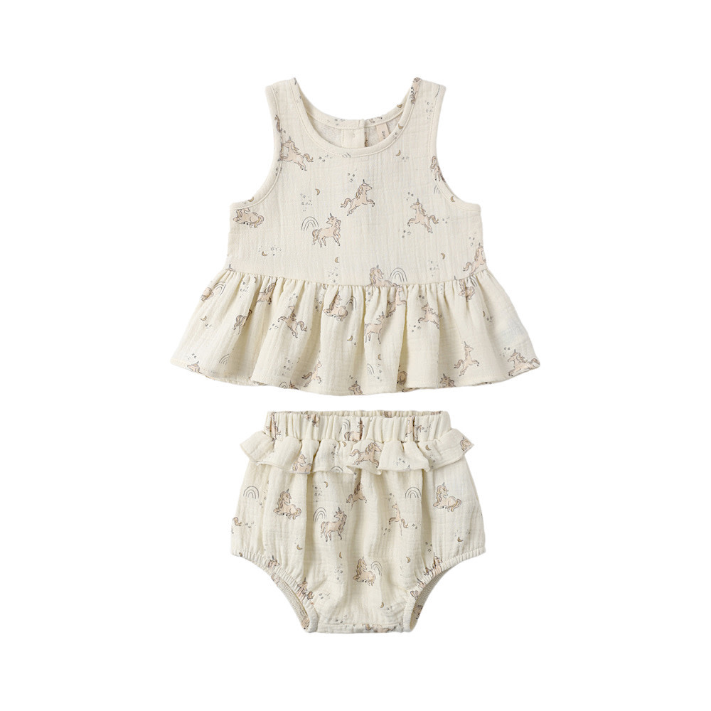 Quincy Mae Quincy Mae Sleeveless Peplum Set - Unicorns
