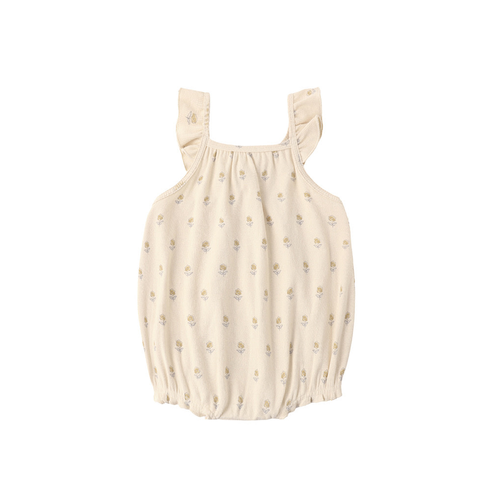 Quincy Mae Quincy Mae Ribbed Ruffle Romper - Buttercup