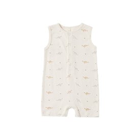 Quincy Mae Quincy Mae Ribbed Henley Romper - Dinos