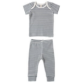 Quincy Mae Quincy Mae Ribbed Short Sleeve Tee + Leggings Set - Ocean Stripe