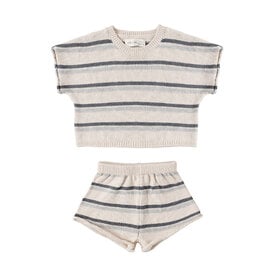 Quincy Mae Quincy Mae Relaxed Summer Knit Set - Ocean Stripe