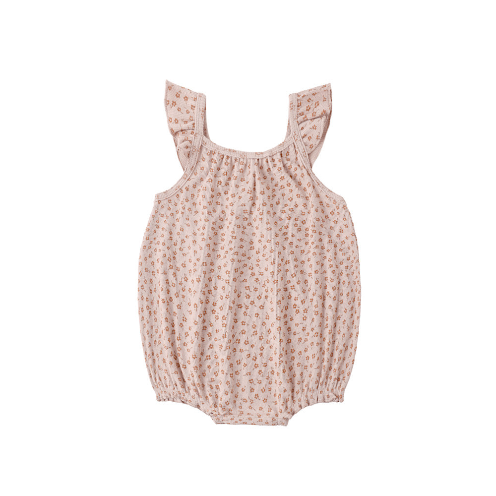 Quincy Mae Quincy Mae Ribbed Ruffle Romper - Posy