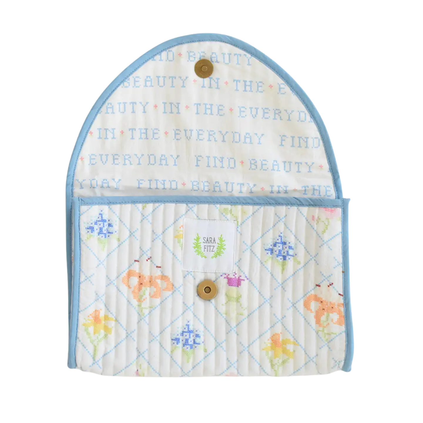Sara Fitz Quilted Clutch - Cross Stitch Floral