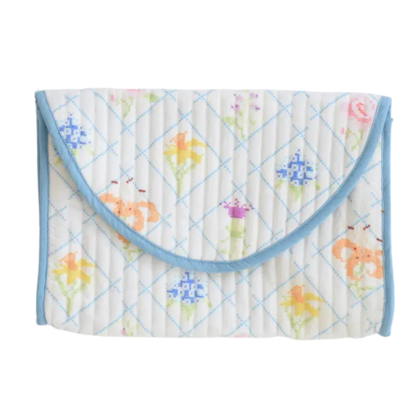 Sara Fitz Sara Fitz Quilted Clutch - Cross Stitch Floral