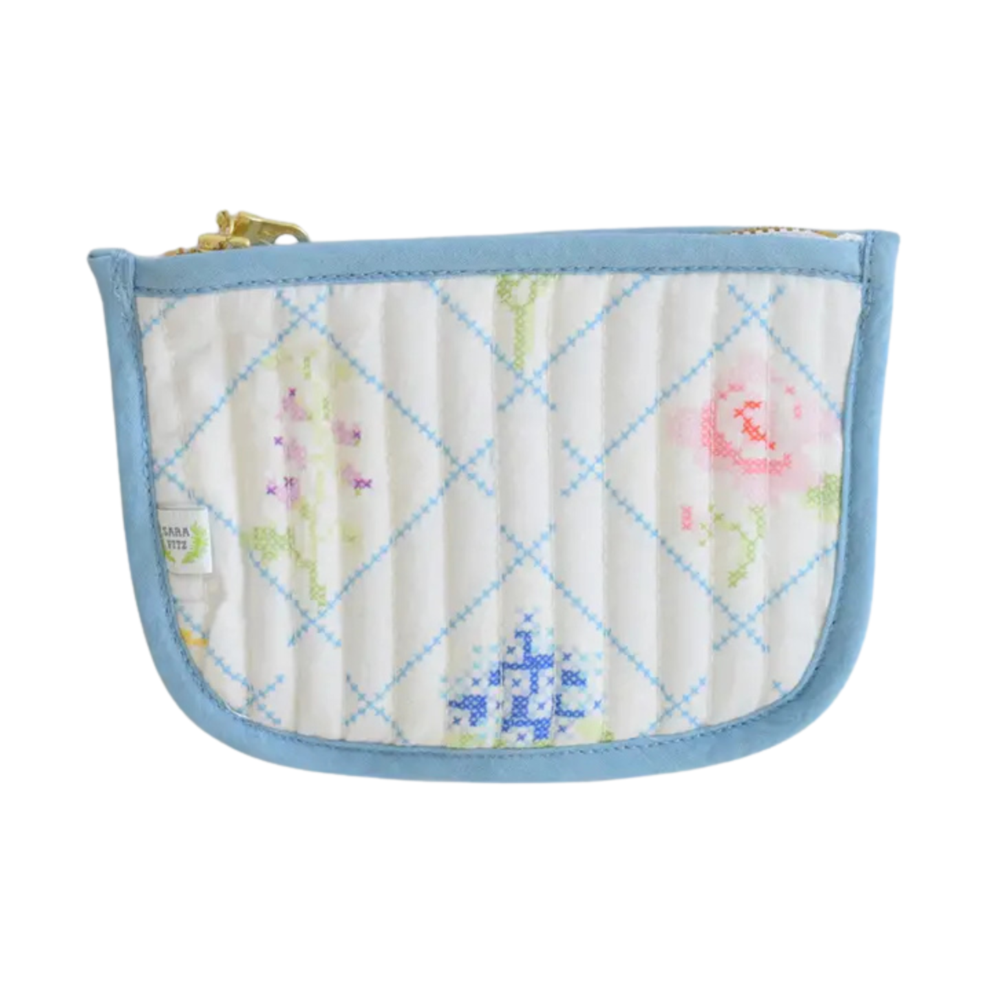 Sara Fitz Sara Fitz Quilted Coin Pouch - Cross Stitch Floral