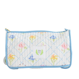 Sara Fitz Sara Fitz Quilted Cosmetic Pouch - Cross Stitch Floral