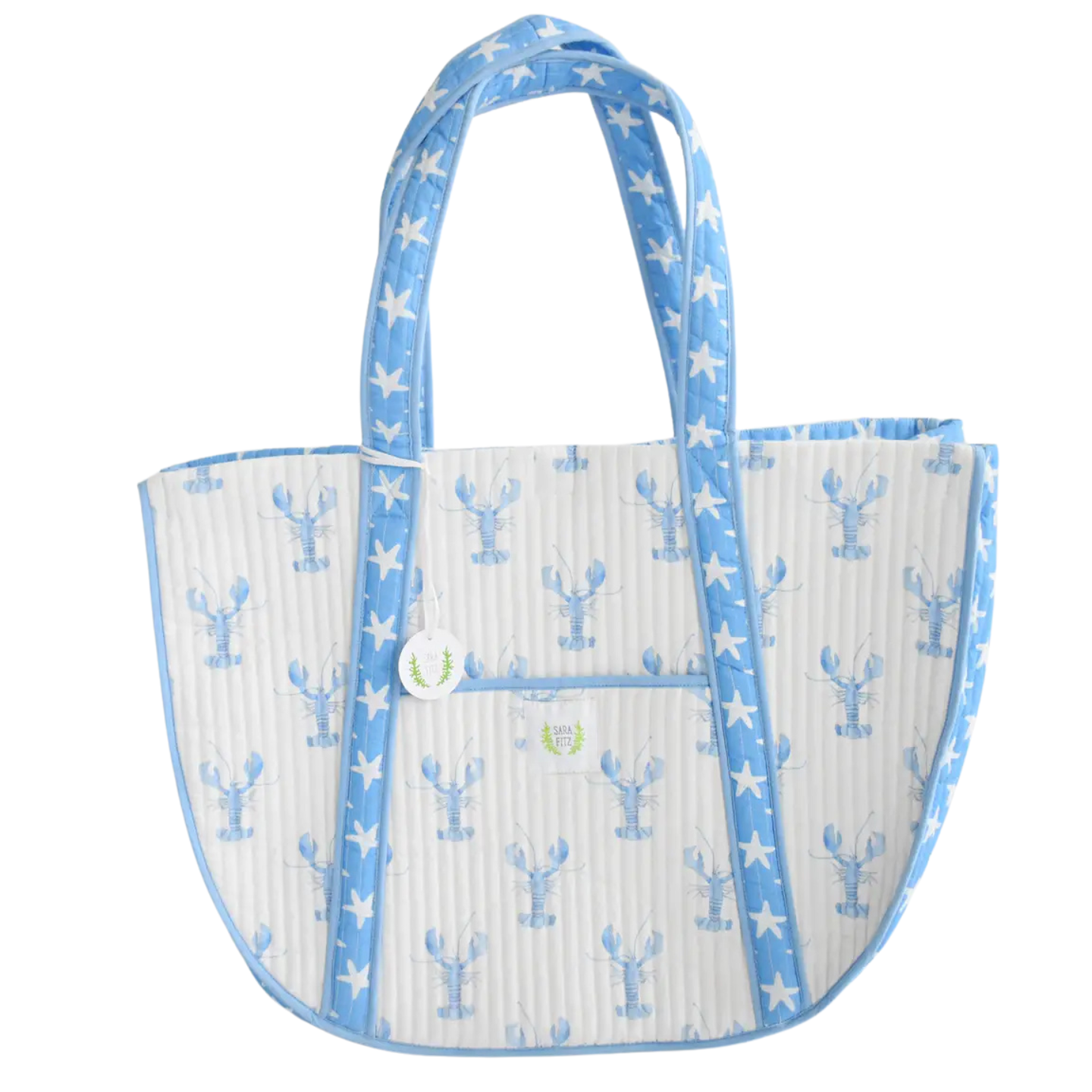 Sara Fitz Quilted Expandable Tote - Blue Lobster