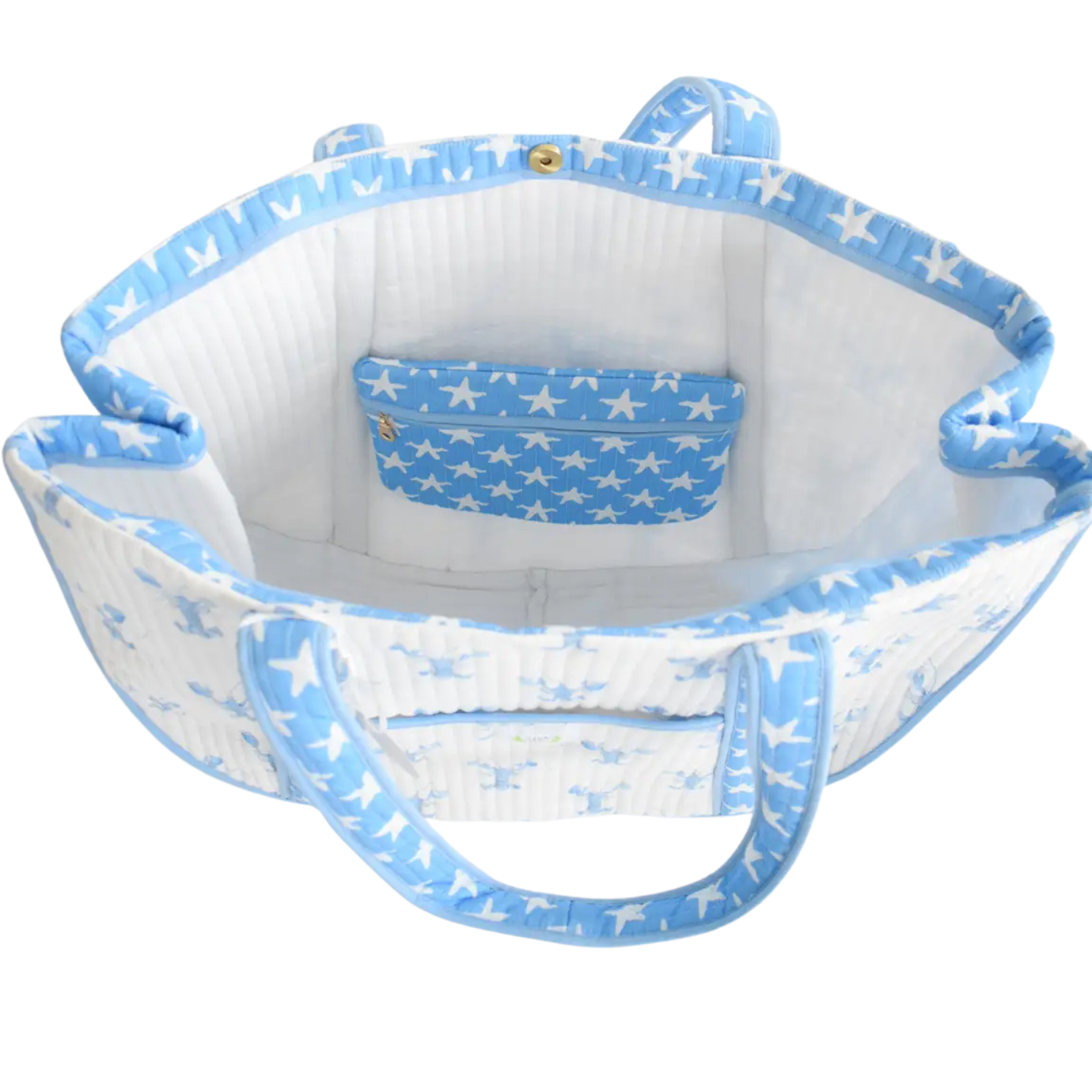 Sara Fitz Sara Fitz Quilted Expandable Tote - Blue Lobster