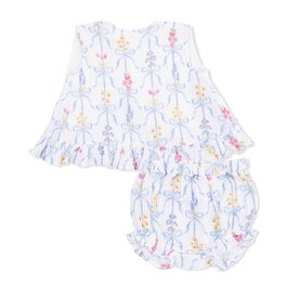 Angel Dear Angel Dear Ruffle Back Top and Bloomer -  Ribbon Bouquets