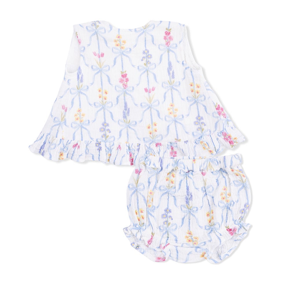 Angel Dear Angel Dear Ruffle Back Top and Bloomer -  Ribbon Bouquets
