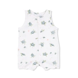 Angel Dear Angel Dear Sleeveless Shortie Romper - Sea Turtles