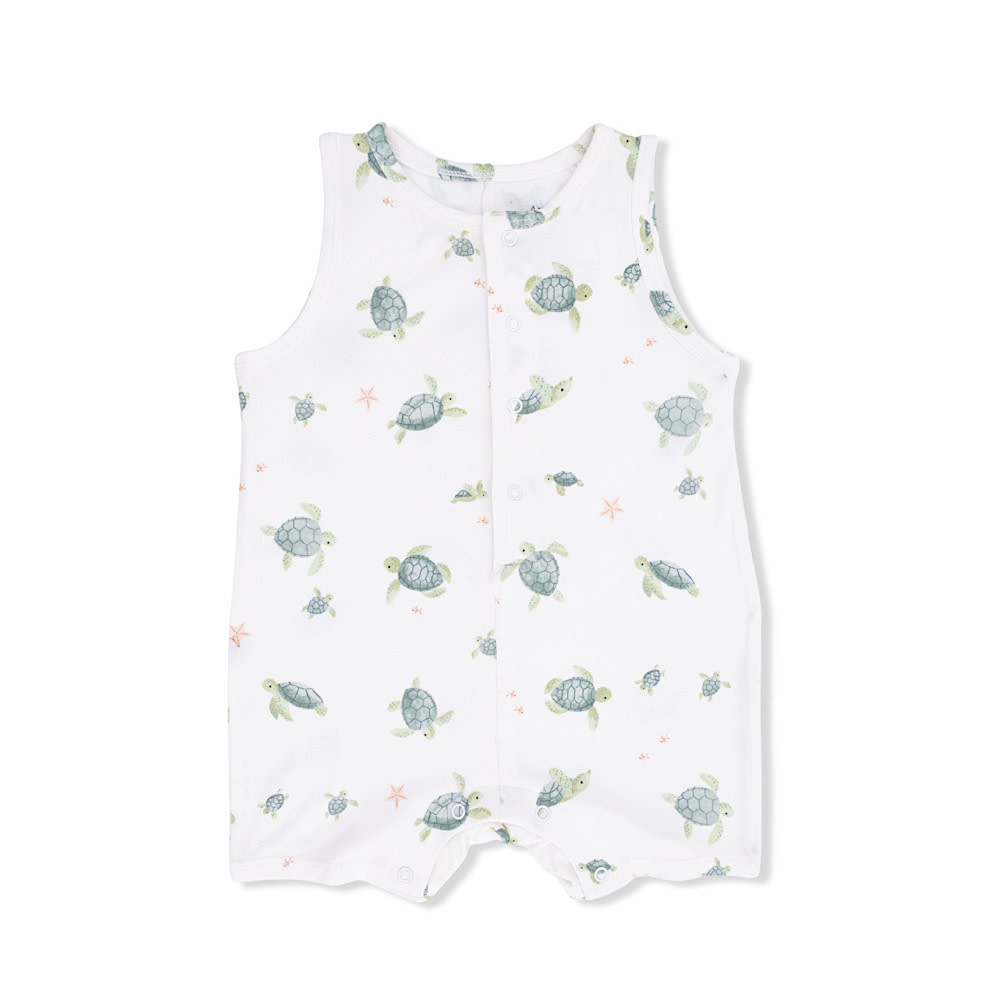 Angel Dear Sleeveless Shortie Romper - Sea Turtles