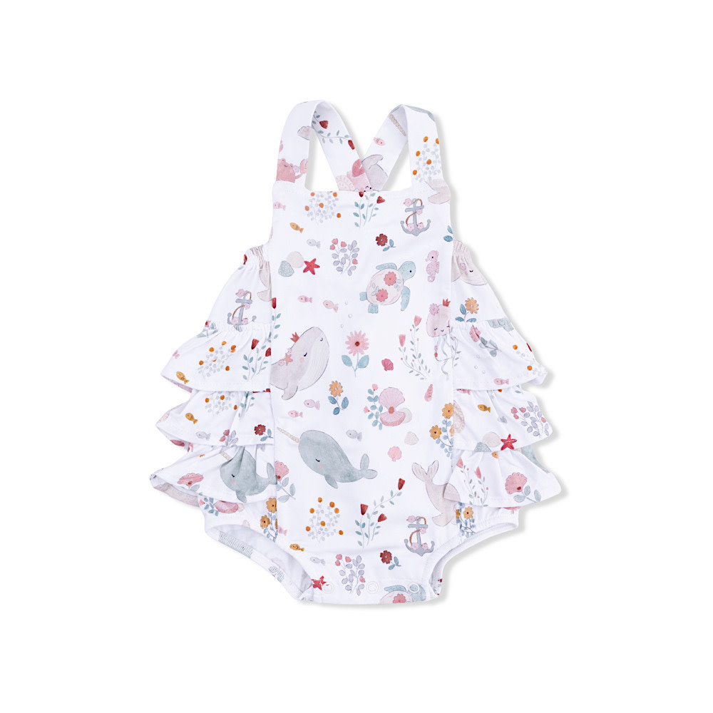 Angel Dear Ruffle Sunsuit - Garden Sea Creatures