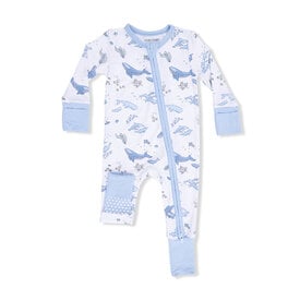 Angel Dear Angel Dear Convertible Romper - Watercolor Blue Whales