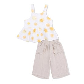 Angel Dear Angel Dear Peplum Tank with Wide Leg Pants - Happy Suns