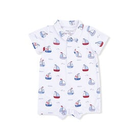 Angel Dear Angel Dear Polo Shortie - Bubbly Sailboats Blue