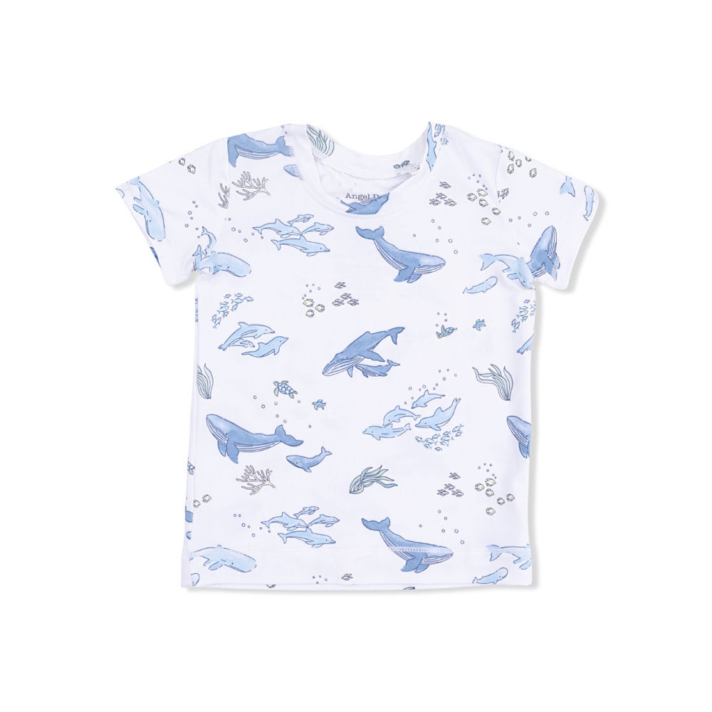 Angel Dear Loungewear Shorts Set - Watercolor Blue Whales