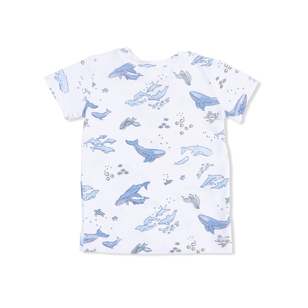 Angel Dear Loungewear Shorts Set - Watercolor Blue Whales