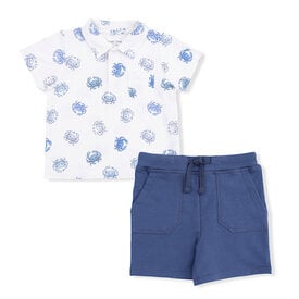 Angel Dear Angel Dear Polo with Everyday Shorts - Blue Crabs