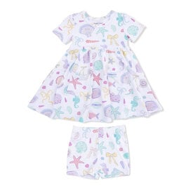 Angel Dear Angel Dear Twirly Dress with Cartwheel Shorts - Beach Days