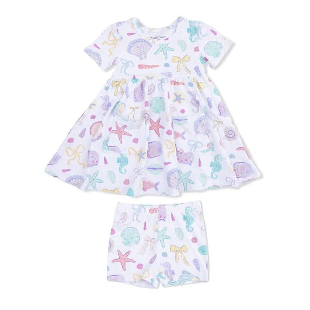Angel Dear Angel Dear Twirly Dress with Cartwheel Shorts - Beach Days