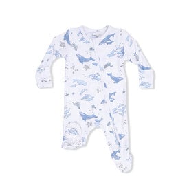 Angel Dear Angel Dear 2 Way Zipper Footie - Watercolor Blue Whales