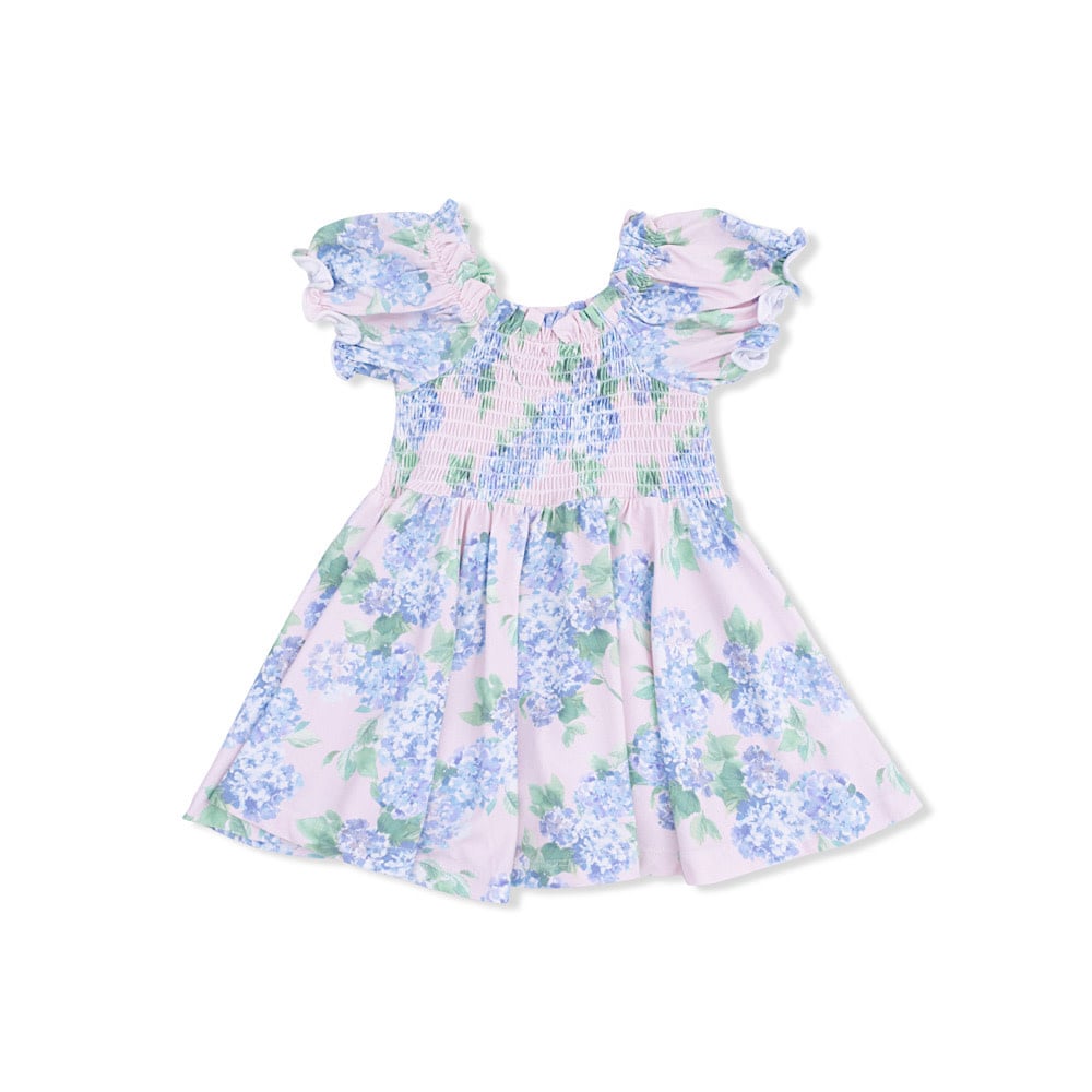 Angel Dear Smocked Twirly Dress + Bloomers - Hydrangeas