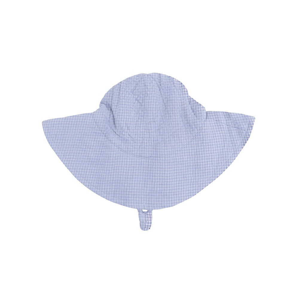 Angel Dear Wide Brim Sun Hat - Micro Gingham Blue Blizzard
