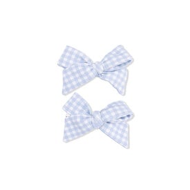 Angel Dear Angel Dear Bow Clips 2 Pack - Mini Gingham Blue