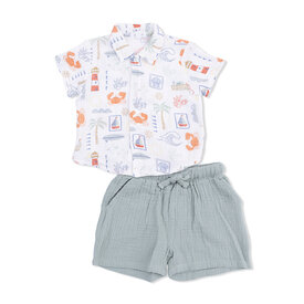Angel Dear Angel Dear Polo Button Up with Casual Shorts - Club Mediterranean