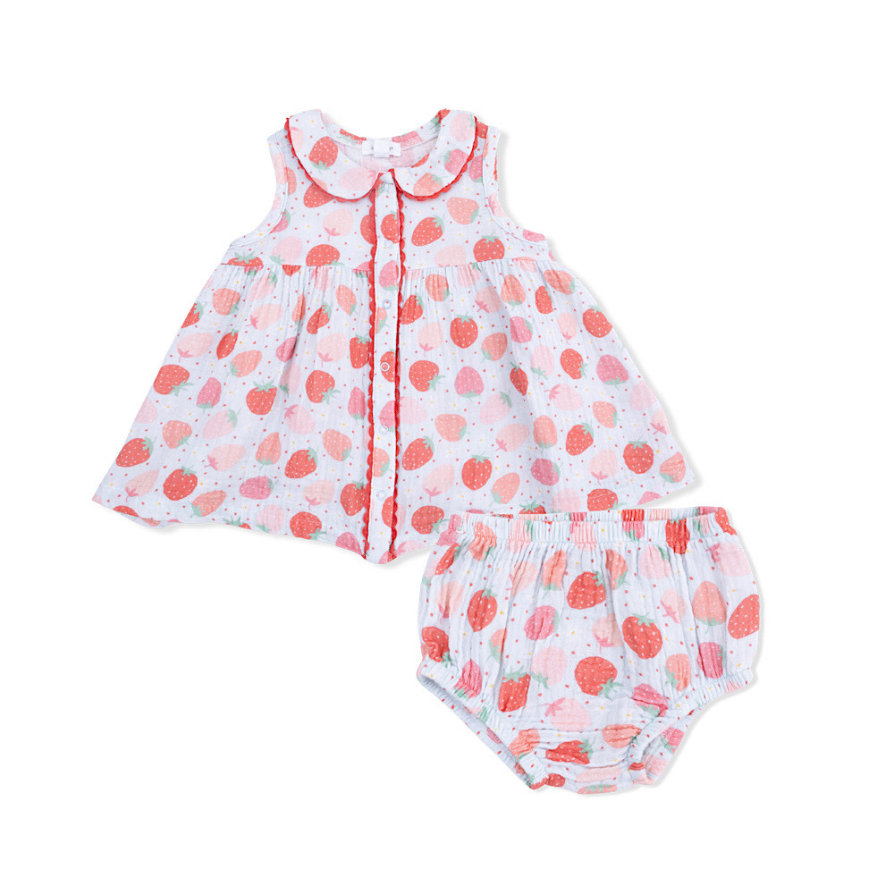 Angel Dear Angel Dear Jill Dress Sleeveless with Bloomers - Strawberry Bliss