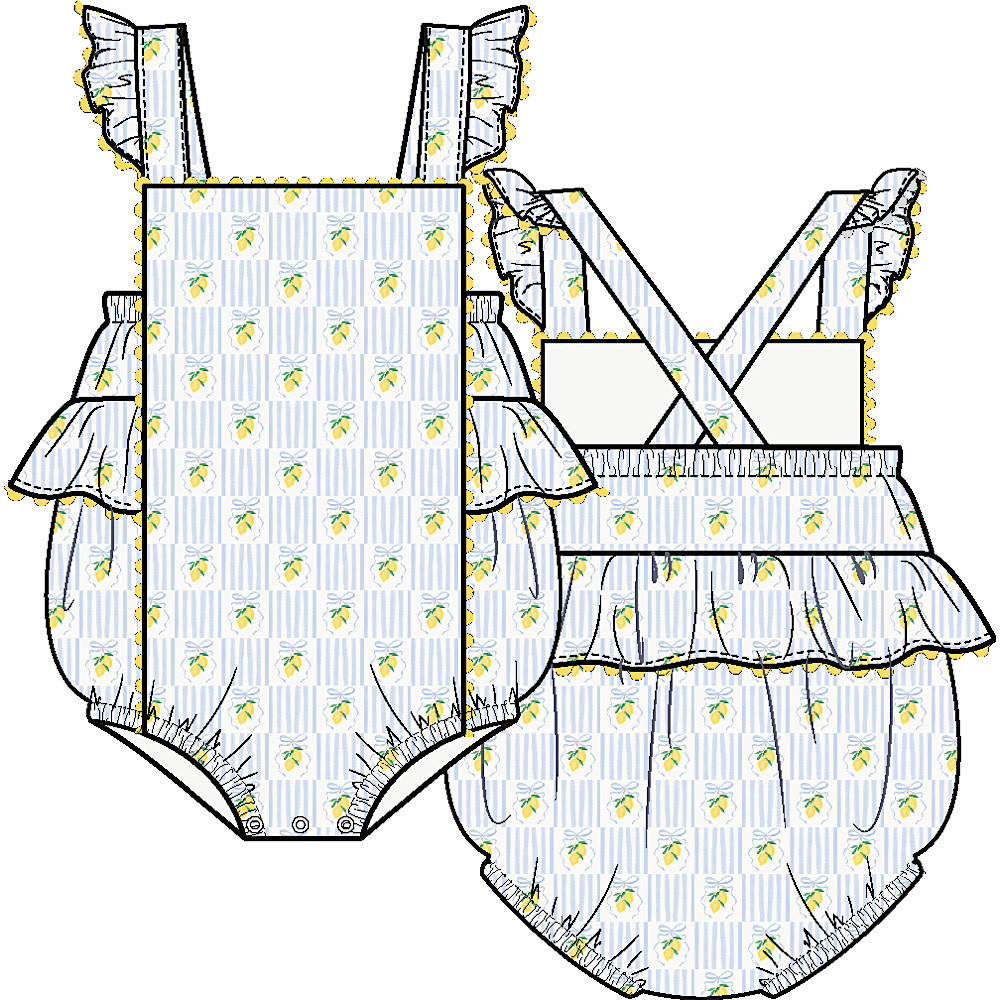 Angel Dear Angel Dear Ric Rac Ruffle Sunsuit - Lovely Lemons