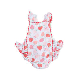 Angel Dear Angel Dear Ric Rac Ruffle Sunsuit - Strawberry Bliss