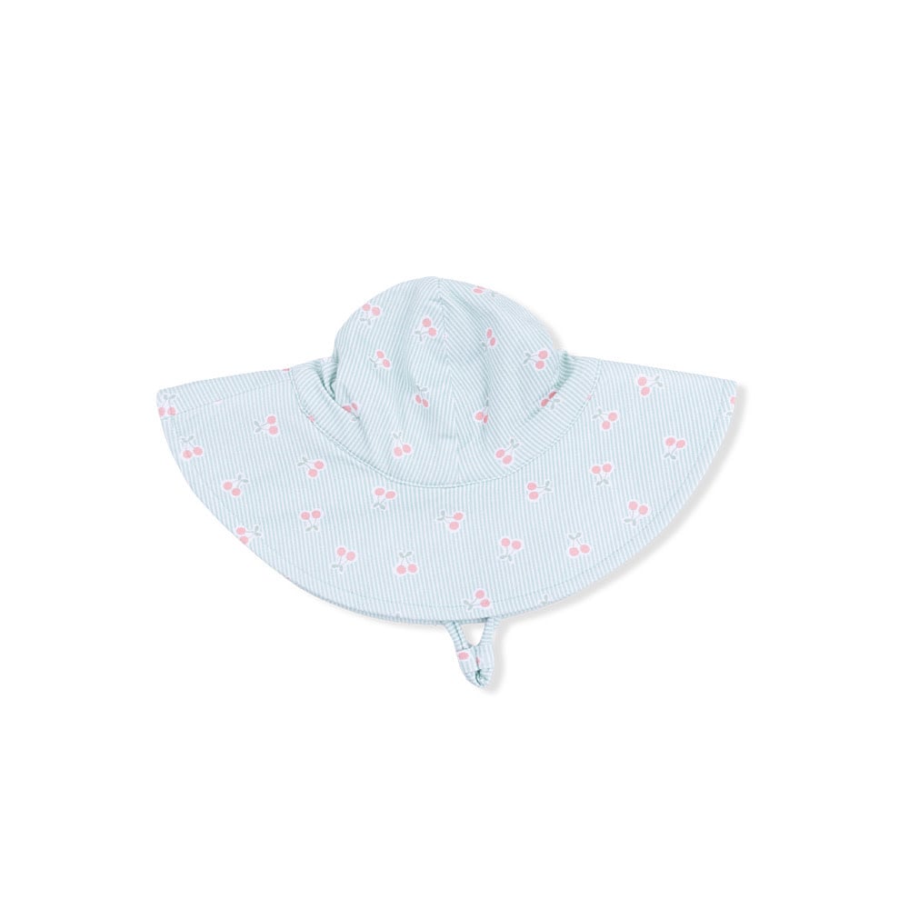 Angel Dear Angel Dear Wide Brim Sun Hat - Tiny Cherry Stripe