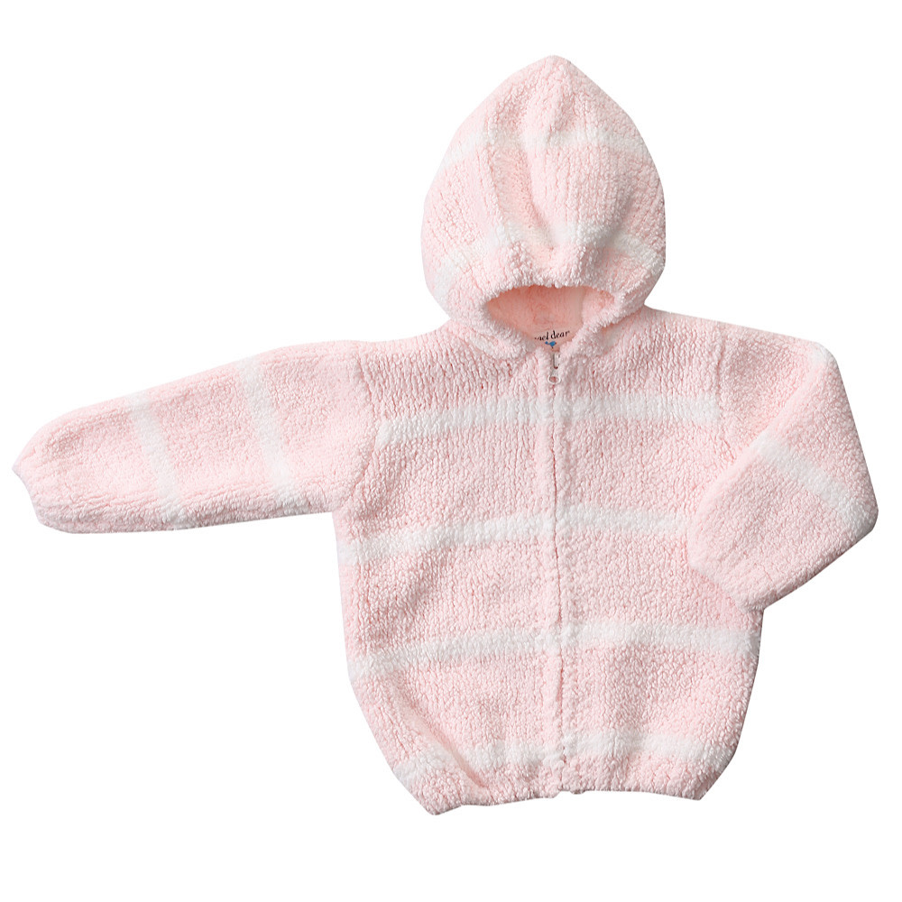 Angel Dear Angel Dear Chenille Hoodie - Pink/Ivory Stripe