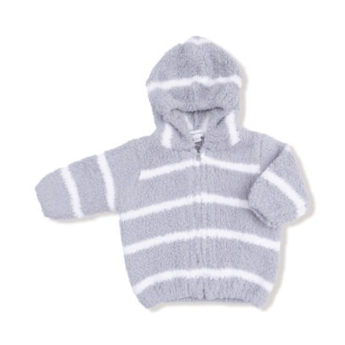 Angel Dear Chenille Hoodie - Grey/Ivory Stripe