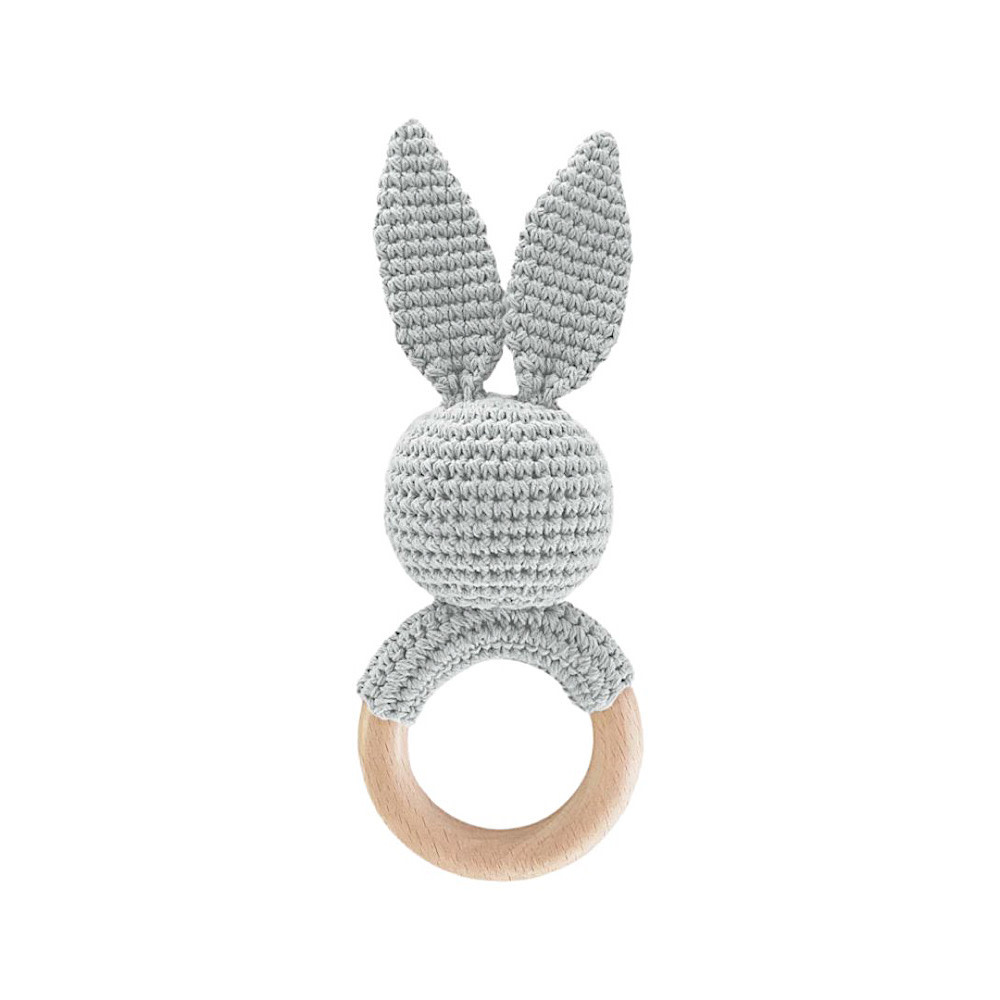The Blueberry Hill - Crochet Rattle - Bunny Grey