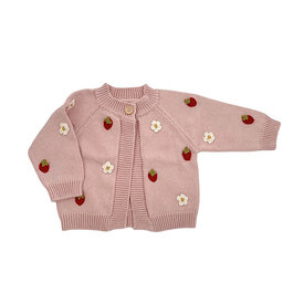 The Blueberry Hill The Blueberry Hill Baby Cotton Strawberry Flower Cardigan Blush