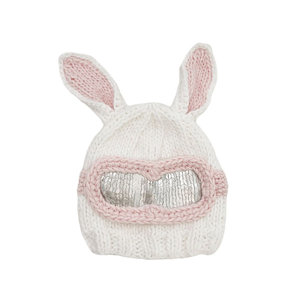The Blueberry Hill Baby Bunny Ski Goggle Hat - White