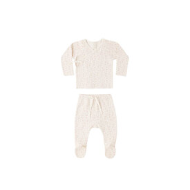 Quincy Mae Quincy Mae Wrap Top + Footed Pant Set - Ditsy
