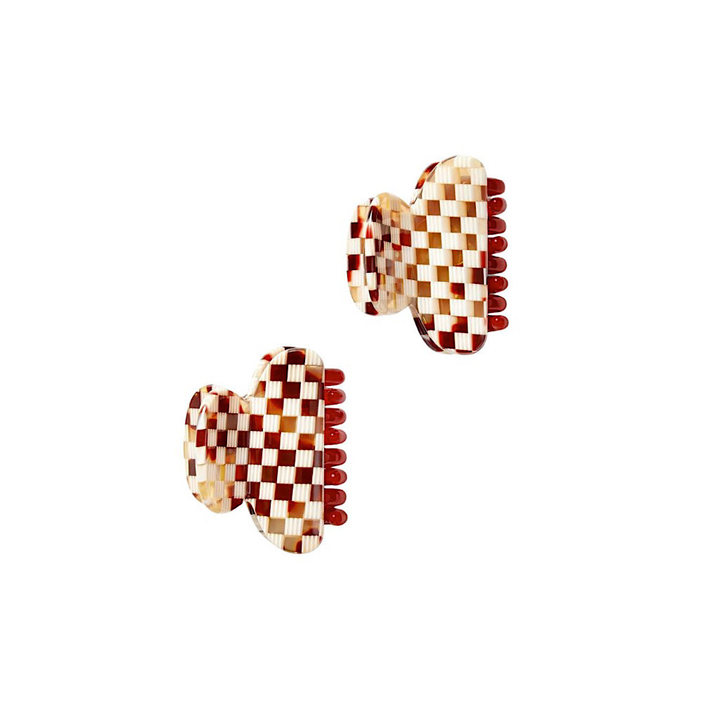 Machete Twin Claw Hair Clips - Tortoise Checker