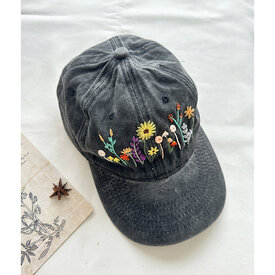 Quince Fables Quince Fables Embroidered Baseball Cap - Colorful Flower Garden